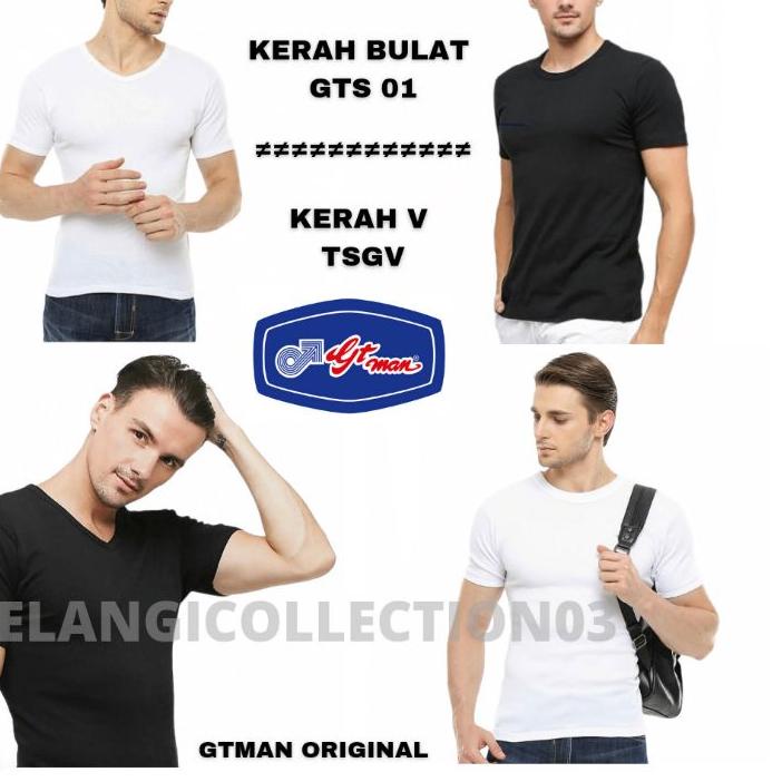 KAOS OBLONG PRIA GTMAN KERAH BULAT & KERAH V  ✔