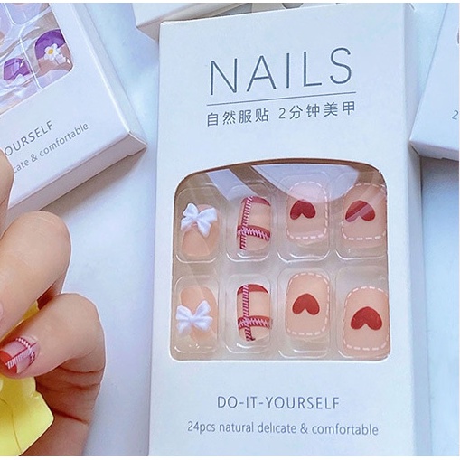 ⭐️𝐈𝐇𝐒 𝟖𝟐𝟖 𝐋𝐚𝐦𝐩𝐮𝐧𝐠⭐️Kuku Palsu Fake Nail Kuku Palsu Tahan Air 24pcs + Lem Fashion Japan Import