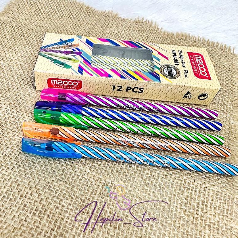 

J85 Pulpen M2000 Ulir Warna Warni Tinta Hitam 1 Pack isi 12 PCS / Bolpoin Lilin M2000 / Ballpoin PALING DICARI ➶