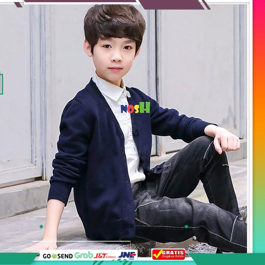 ♦ Cardigan Rajut Anak Cowok Remaja Teens Vneck - NOSH ✭