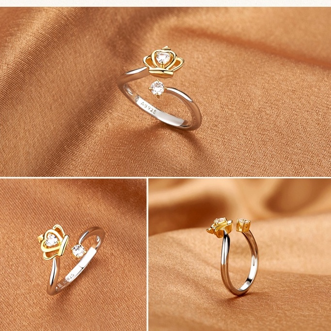 Cincin Bentuk Mahkota | Cincin Model Terbuka | Aksesoris Pria / Wanita | Sendok Garpu Bahan Stainless Steel