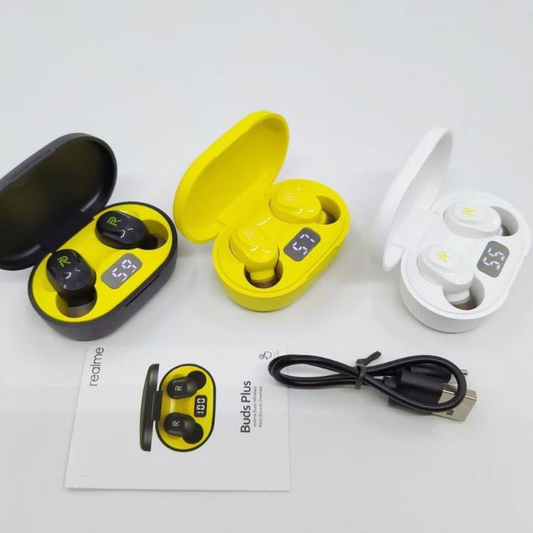 ✿ REALME EARPHONE BLUETOOTH BUDS PLUS WIRELESS LED HANDSET ♞