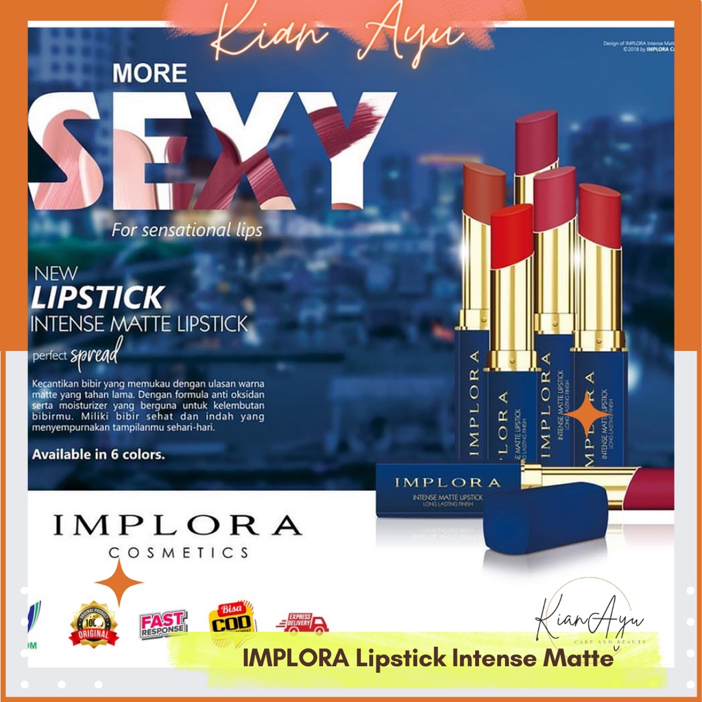 KianAyu* IMPLORA Lipstick Intense Matte Lipstik Long Lasting Finish Tahan Lama