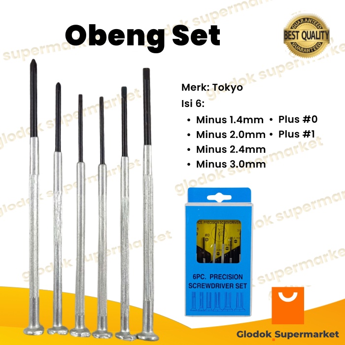 Obeng Set 6pcs Screwdriver Plus Minus Jam Kacamata Reparasi Tools