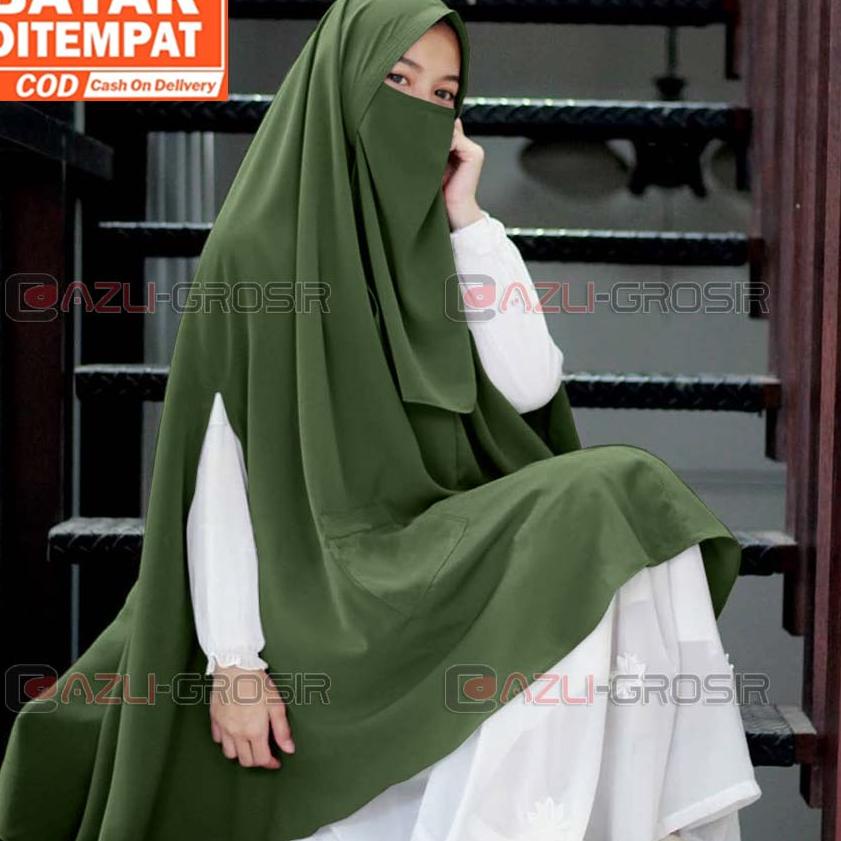 Tren Terbaru (Free Cadar) Khimar Syari As Syifa Lobang Tangan / Lengan Bolong / Lubang Samg Krudung 
