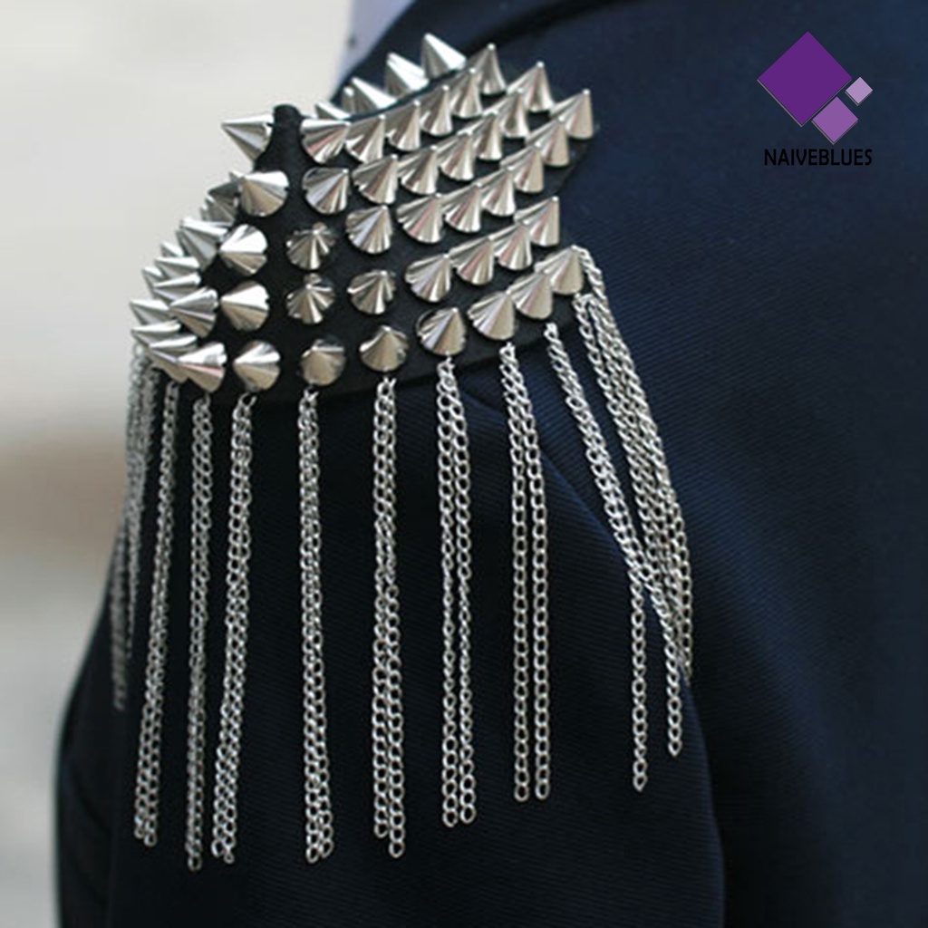 &lt; Naiveblues &gt; Bros Bahu Jumbai Punk Vintage Fringe Epaulette Pakaian Dekor