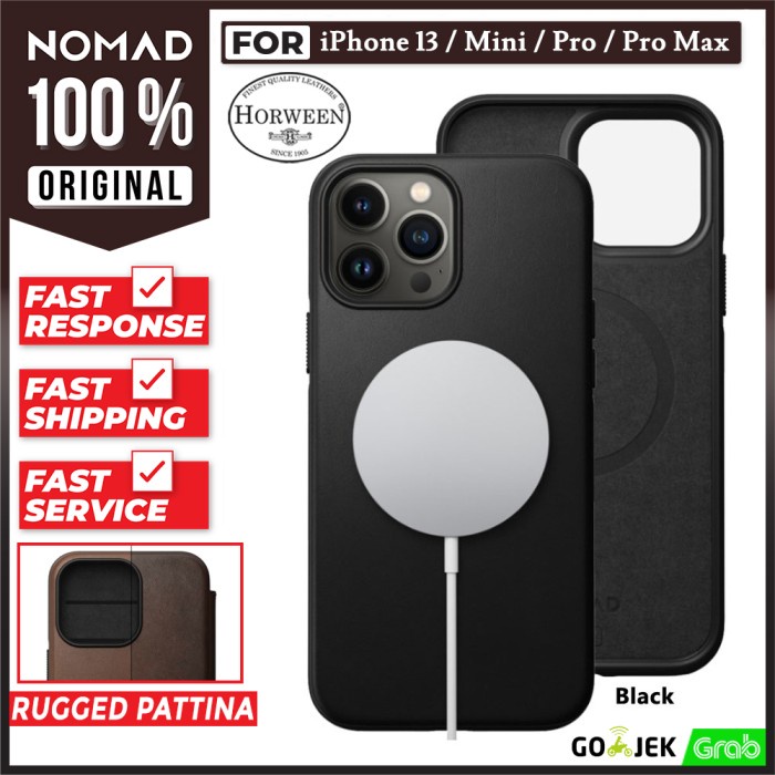 Case iPhone 13 Pro Max Mini Nomad Rugged Leather MagSafe Hybrid Casing - 13 Pro Max Classic Black Li