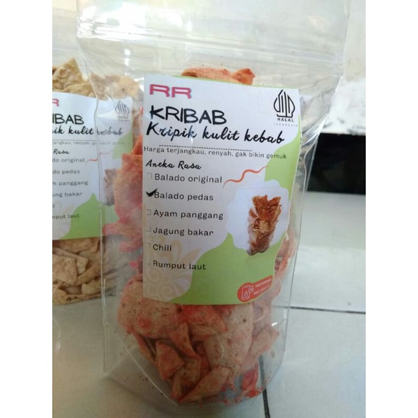 

Keripik Kribab Kripik Kulit Kebab rasa Balado Pedas