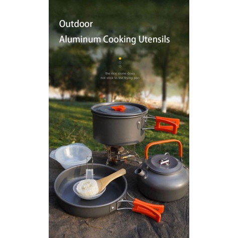 Cooking Set DS 308 Nesting DS308 Plus Teko Teapot Kettle Alat Masak Camping Outdoor Portable