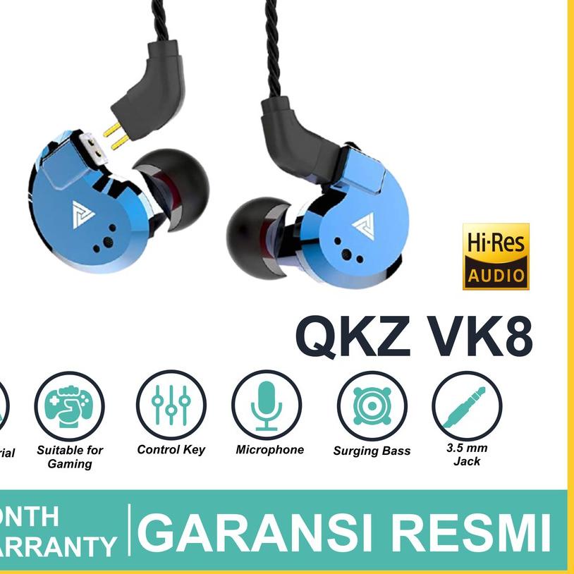 ✪ QKZ VK8 with Mic Sport Gaming Hi-Res Earphones Hight Quality In-Ear Earbuds HIFI ●