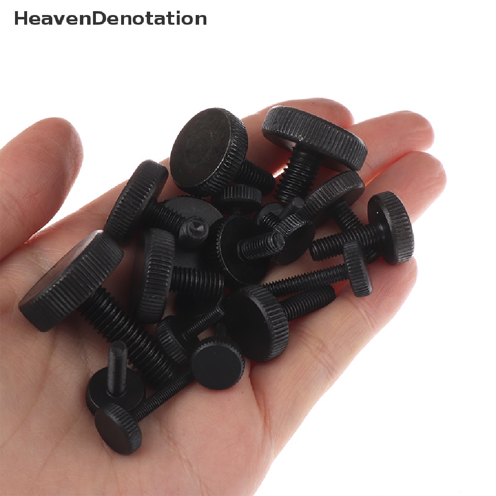 [HeavenDenotation] 10pcs GB835 Hitam Baja Karbon Kepala Datar Sekrup Jempol Tangan Mengencangkan Sekrup Komputer M3-M8 Sekrup HDV