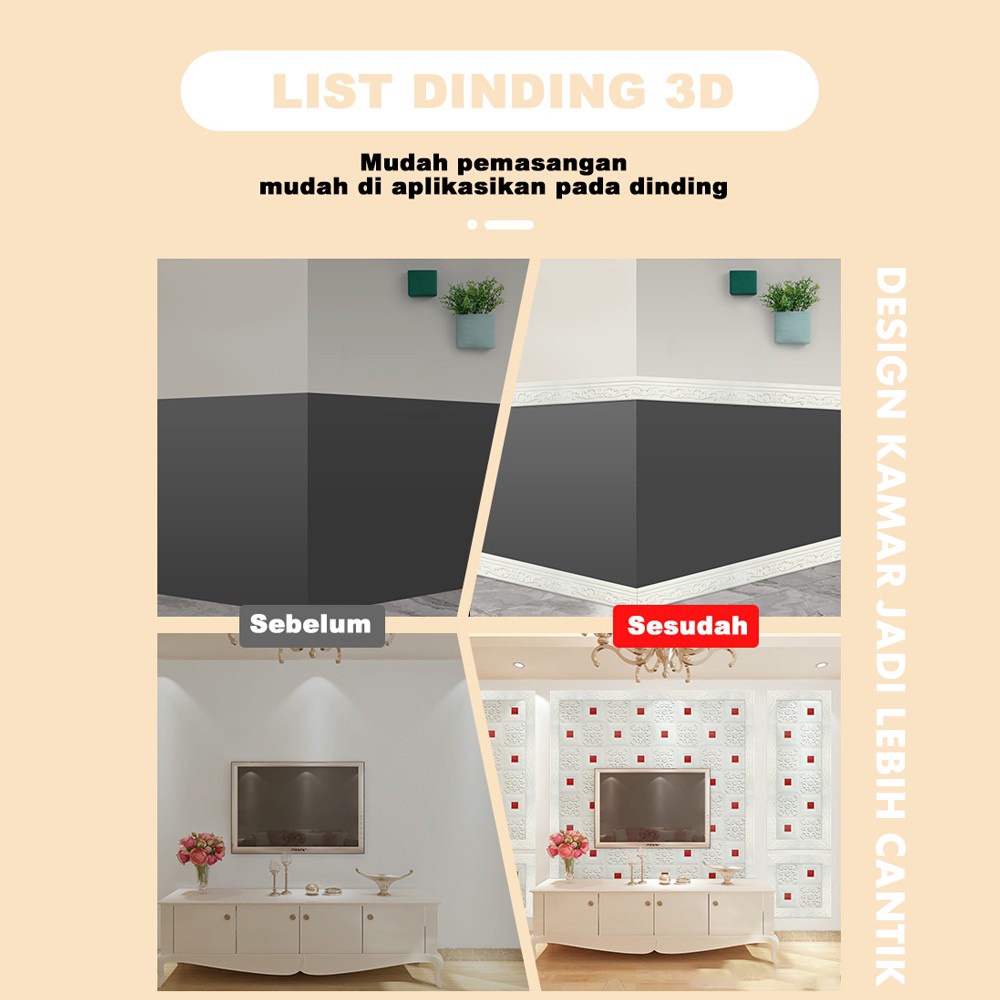 LIST BORDER WALLPAPER XPE FOAM 3D | PEMBATAS LIST ANTAR WALLPAPER TEMBOK