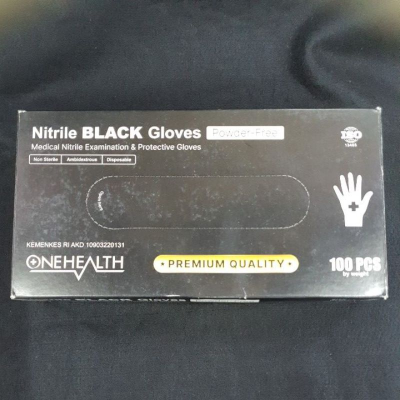 Safe glove nitrile black/hitam sarung tangan onehealth/onemed