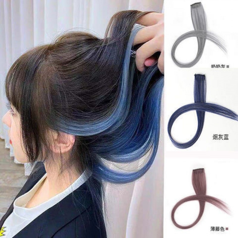 Wig Lurus Panjang Dengan Klip wig Wanita multi Warna Yang Modis