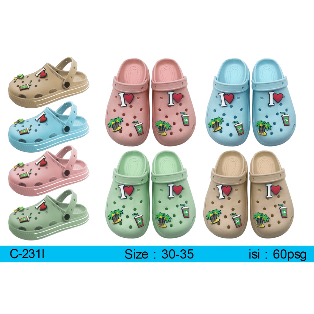 Sandal slop anak laki perempuan cewek import