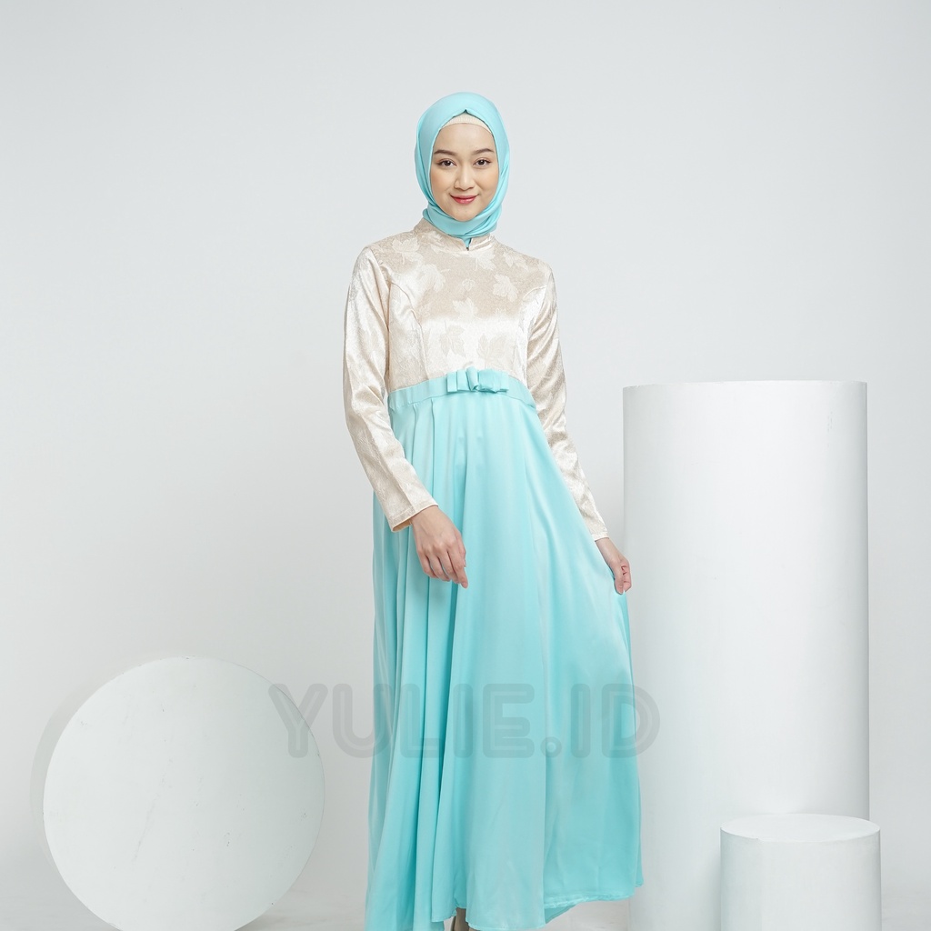 YULIE.ID Gaun Dress Pesta Satin | Gamis Wanita Muslim Modern | Nirina