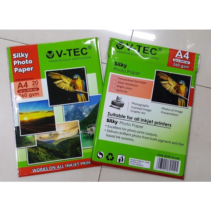 Terlaris V-Tec Silky Photo Paper A4 260 Gsm Rcpp-9114A