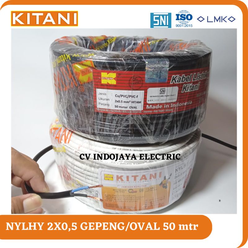 Kabel NYLHY Kitani 2x0,5 Oval Panjang Kabel 50 meter Kabel Serabut kabel body kabel kelistrikan motor dan mobil kabel 2 jalur kabel kelistrikan kapal