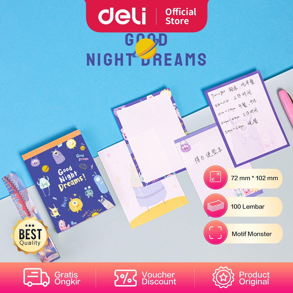 

Deli Memo Pad / Buku Memo Kecil isi 100 Lbr Sampul PET - 21720