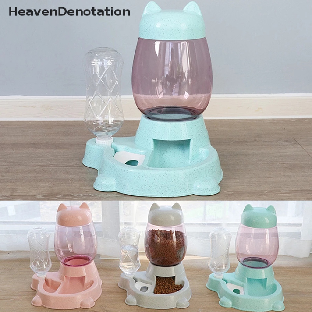 [HeavenDenotation] 2 IN 1 Cat Water And Food Dispenser Automatic Dog Cats Drinking Bottles HDV