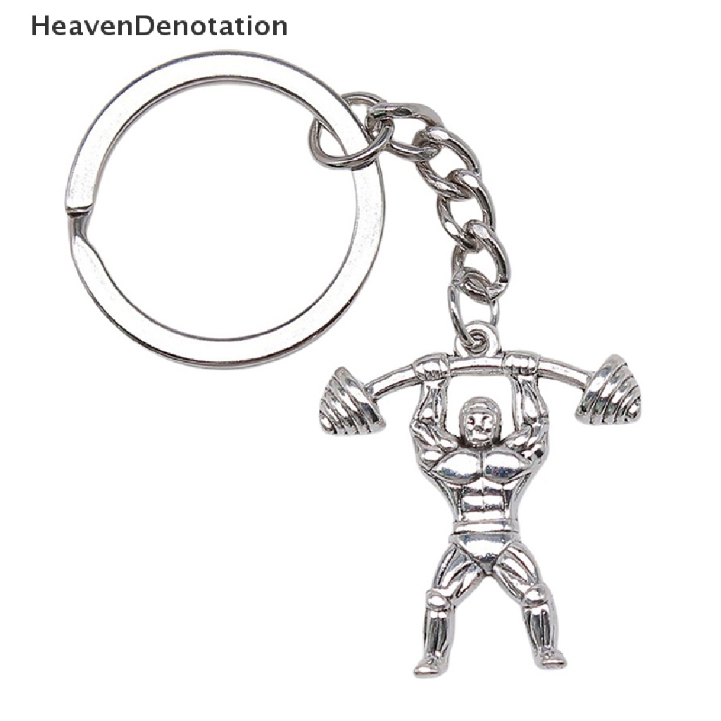 [HeavenDenotation] Vintage Handmade Weightlifter Pendant Keyring Gantungan Kunci Tempat Souvenir Hadiah Wanita Pria Keychain DIY Metal Holder Chain Hadiah Pesta HDV