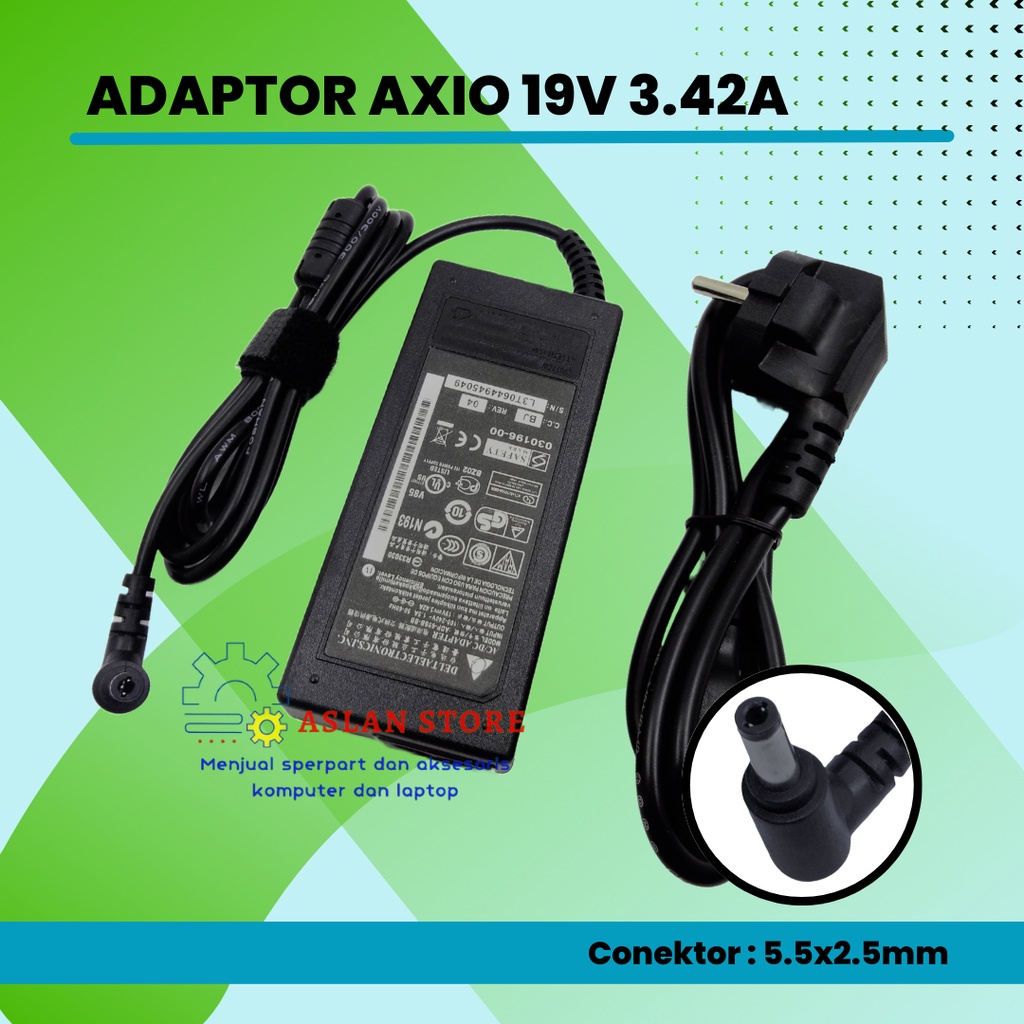 ORIGINAL Adaptor Adapter Charger Casan Axioo Zyrex (DELTA) 19V - 3.42A