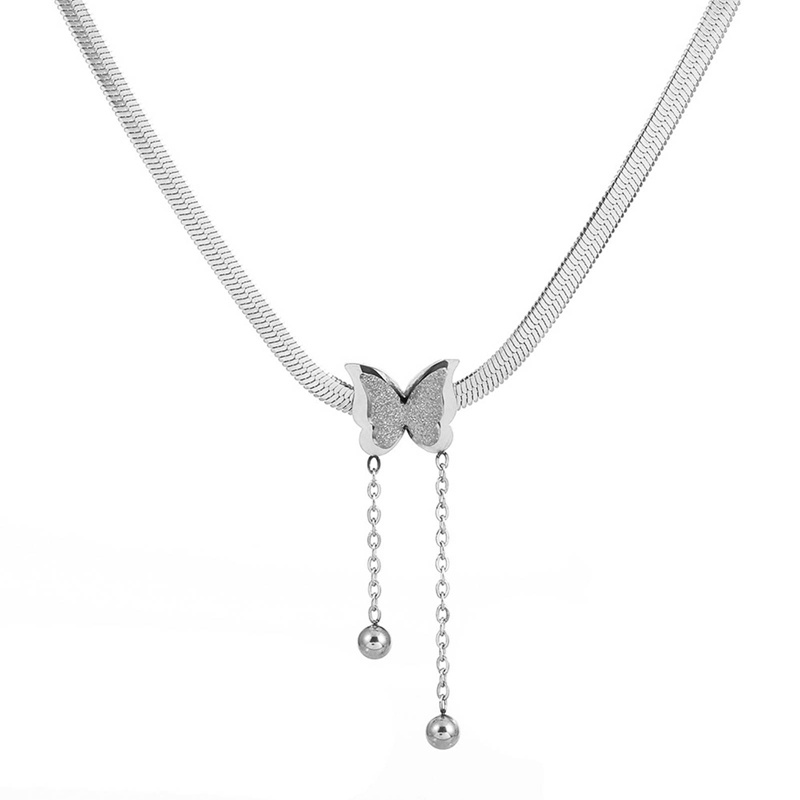 Bohemia Kalung Choker Kupu-Kupu Stainless Steel Trendy Perhiasan Kaitan Rantai Liontin Pesona Hewan Untuk Wanita