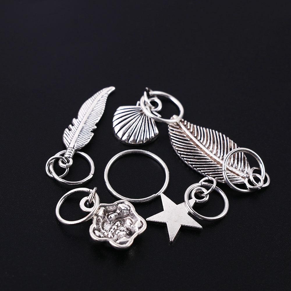 Needway   Kepang Rambut Wanita Perak Emas Rambut Cincin Perhiasan Kepang Manik-Manik Hiasan Rambut