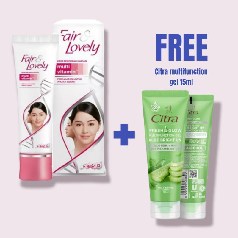 [ MURAHHH] LOVELY KRIM PENCERAH WAJAH 23g FREE CITRA FRESH GLOW MULTIFUNCTION GEL ALOE VERA 15ML