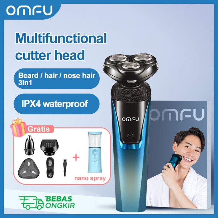 Terlaris Omfu Alat Cukur Electric Jenggot 3 In 1 Multifunction Alat Mencukur