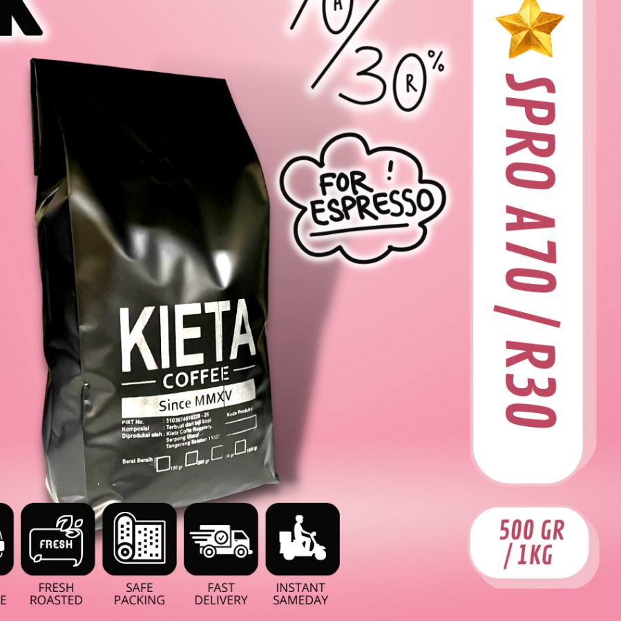 

▲ Biji Kopi 1kg Espresso Blend 70 arabika / 30 robusta ➶