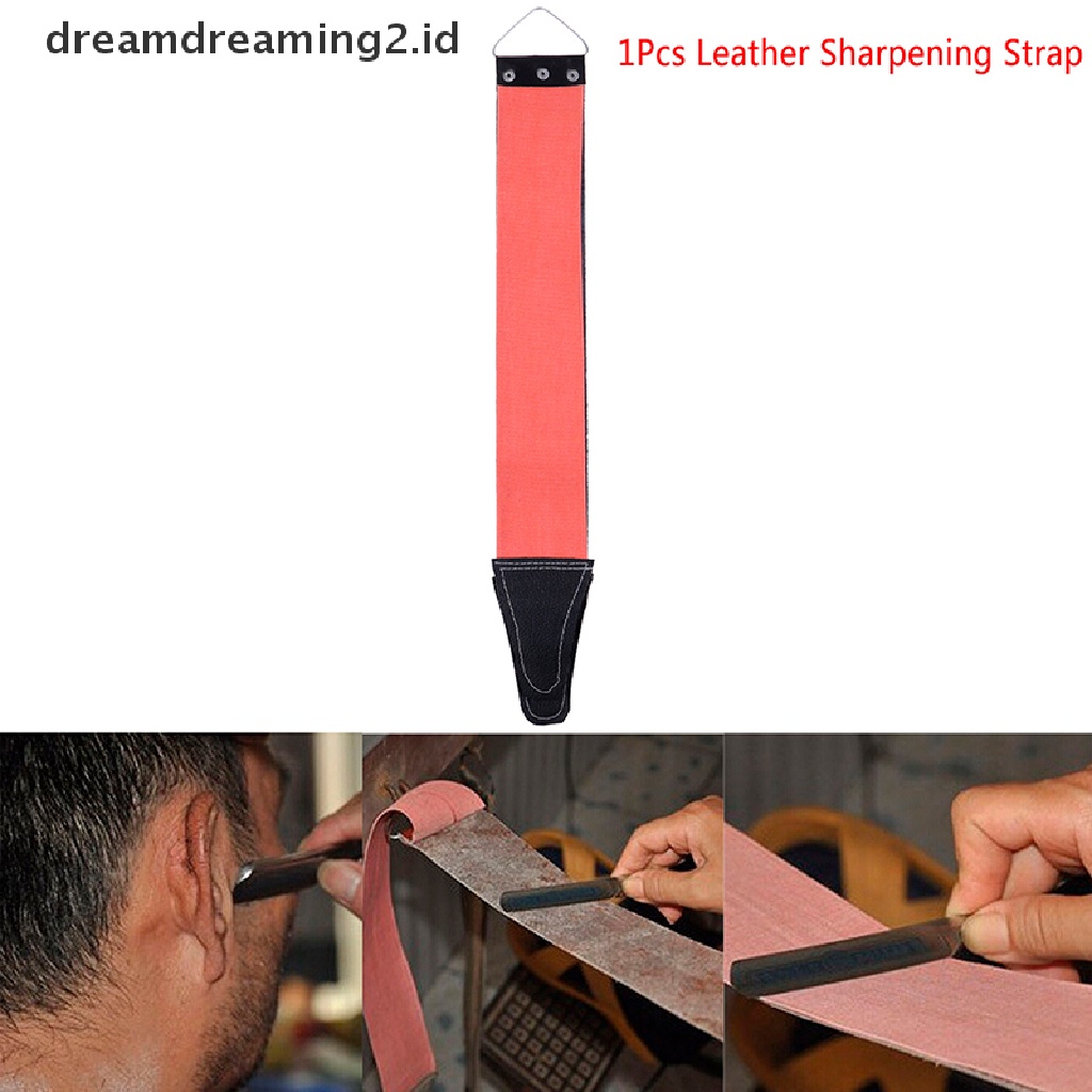 (dream) 1pc Barber Leather Straight Razor Sharpening Strop Sabuk Asahan Tali Cukur  .