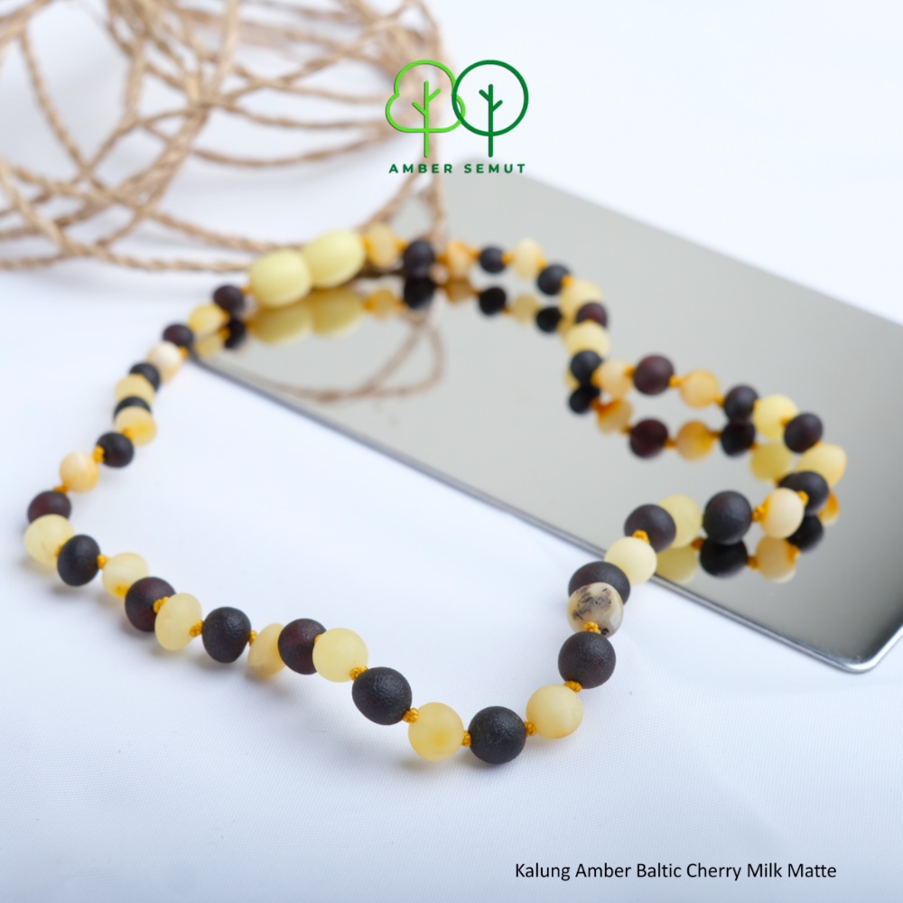 PROMO FREE GELANG - Kalung Amber Baltic Milk Cherry by Amber Semut