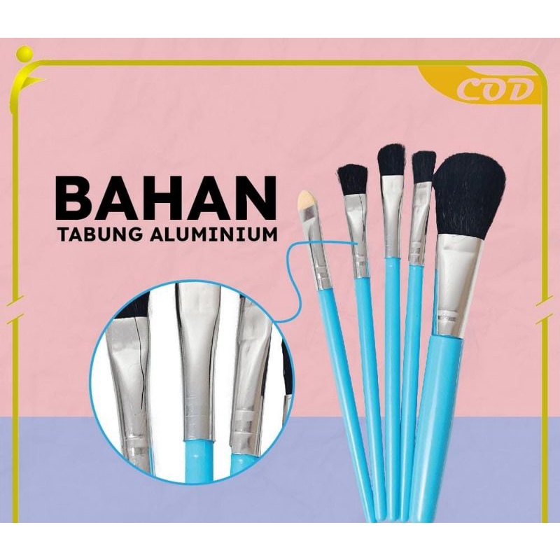 [LGS] KUAS MAKE UP SET 5 IN 1 MINI TRAVEL / PAKET KUAS MAKE UP BRUSH