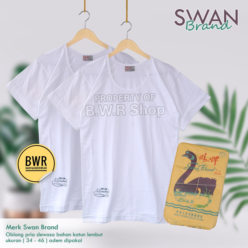 Oblong SWAN Putih / 34, 36, 38, 40, 42 Kaos Oblong Pakaian Dalam Pria Import Swan - Bwr