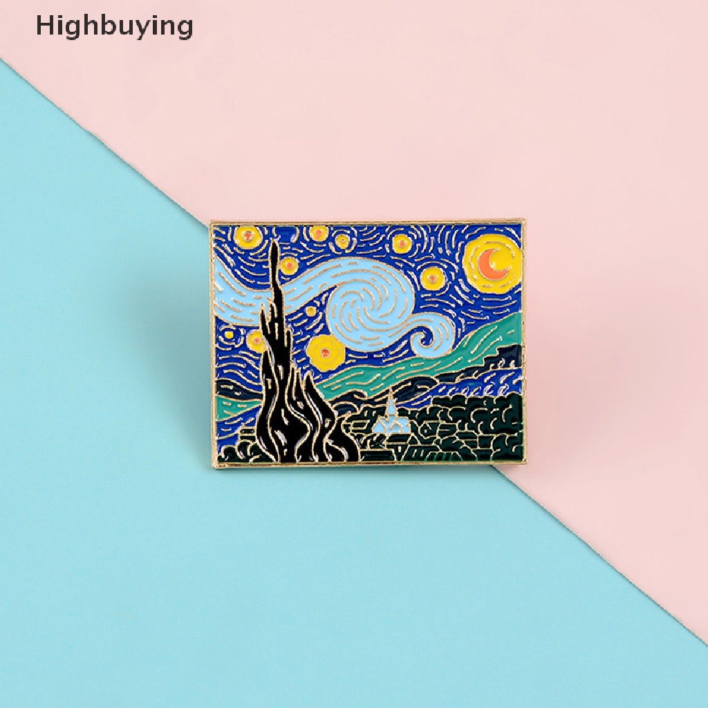 Hbid Van Gogh's Masterpiece Paings Starry Sky Bros Romantis Pin Perhiasan Glory