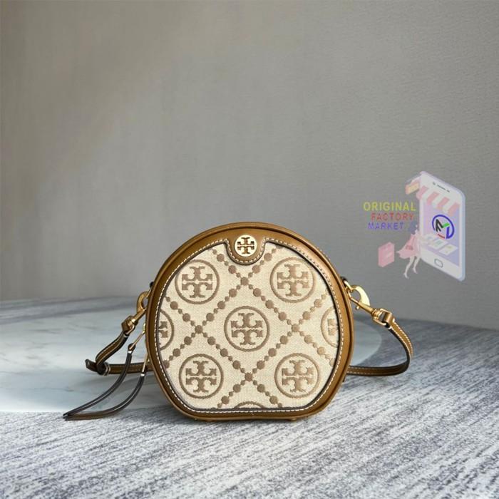 TAS TORY BURCH T Monogram Jacquard Moon Hazelnut TB 88168 Camera Bag