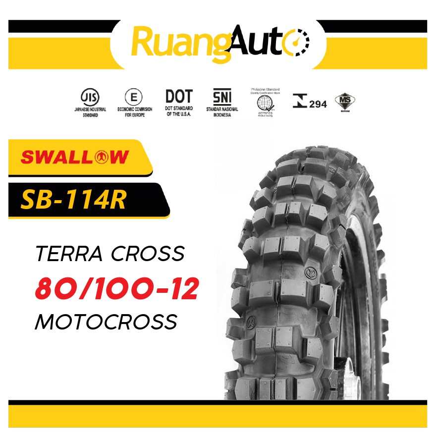 BAN MOTOR SWALLOW 80/100-12 RING 12 SB-114R TERRA CROSS TRAIL TUBETYPE