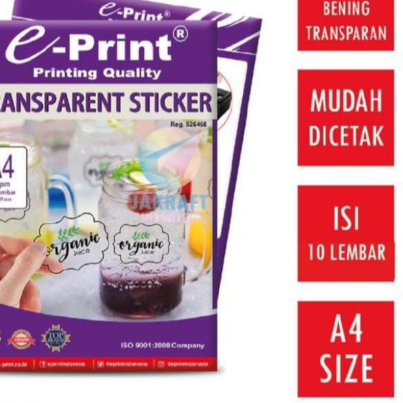 

IAN937 Sticker Transparant A4 150 Gsm I E-Print Transparent Sticker Paper A4 150Gsm Termurah ++