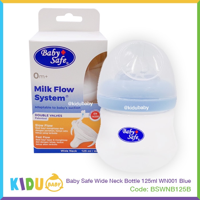 Baby Safe Botol Susu Bayi New Born Bottle Wide Neck Bottle 125ml WN001 Kidu Baby