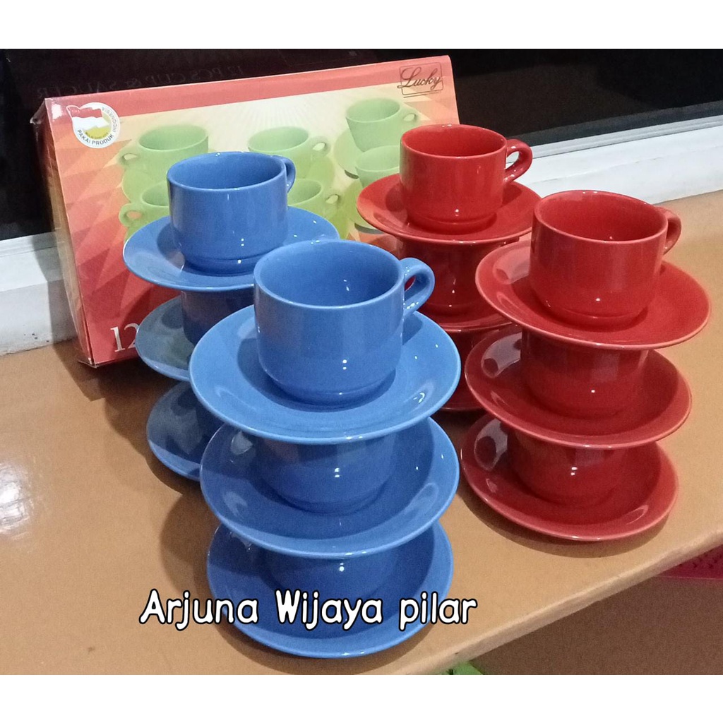 Cangkir Lepek Set swan series warna lucky KHUSUS GOSEND