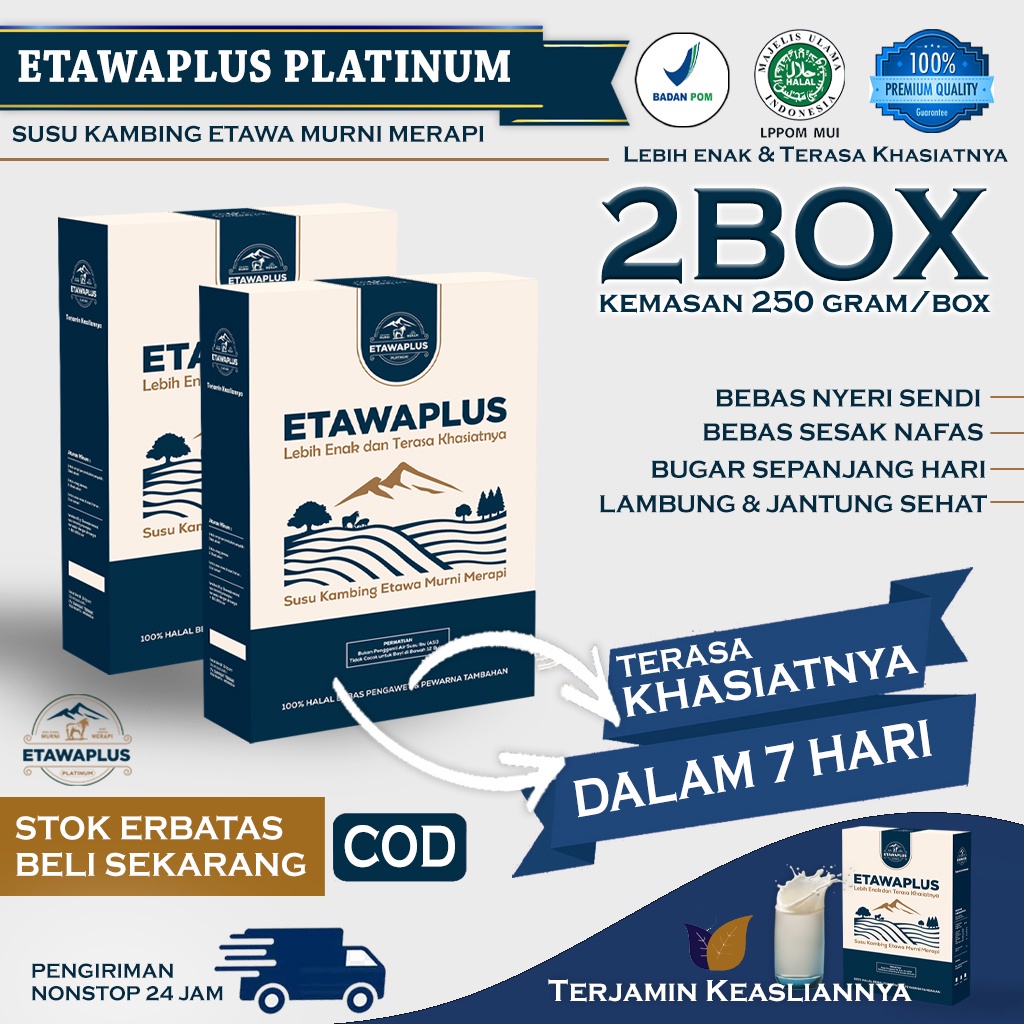 

Etawaplus Platinum Susu Kambing Etawa Murni Merapi 250gram - Paket Hemat 2 Box
