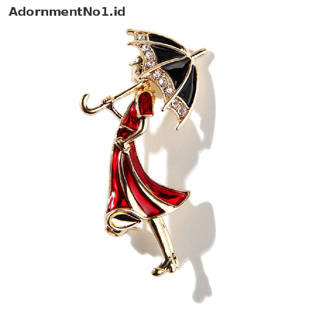 [AdornmentNo1] Bros Lady Retro Elegan Akrilik Untuk Wanita Desainer Mengambil Payung Beauty Figure Brooch Pin Hadiah [ID]