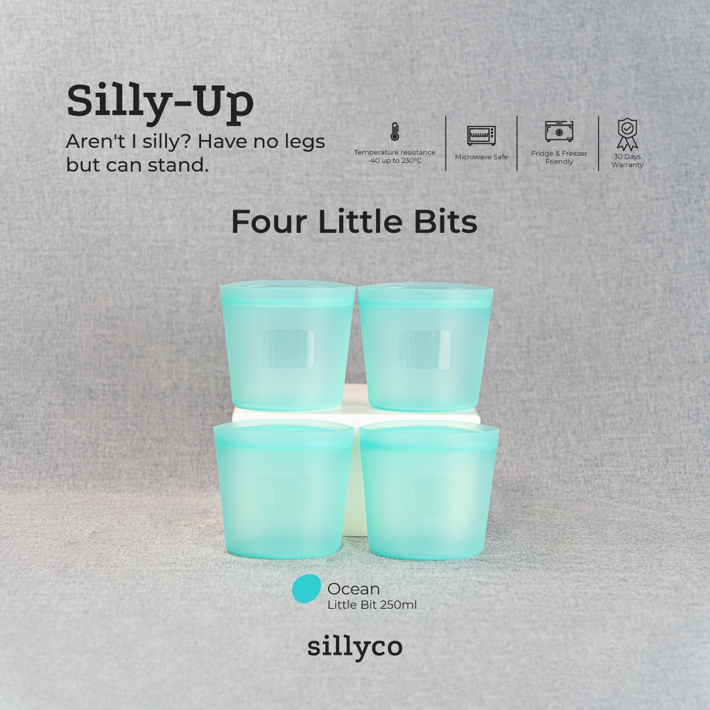 Sillyco - Silly-Up Four Little Bits - 4pcs - Standing Reusable Silicone Food Storage - Sillybag / Sillyup / Silly Up