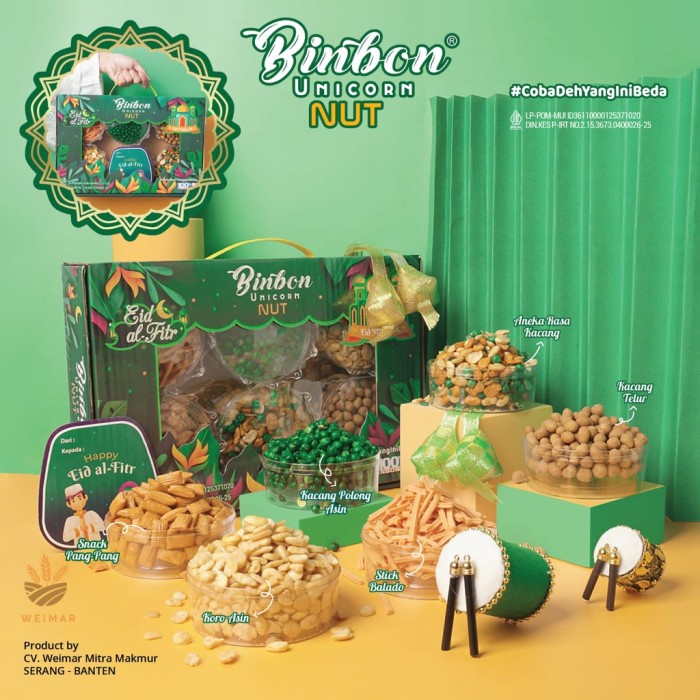 

Kue Kering Lebaran Binbon Unicorn Nut Halal / Hampers Kue Lebaran