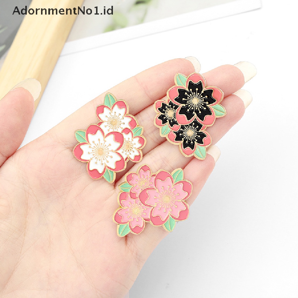 [AdornmentNo1] Sakura Enamel Pin Pink Putih Cherry Blossom Bros Tas Kerah Pin Kartun Bunga Lencana Perhiasan Hadiah Flower Pin [ID]