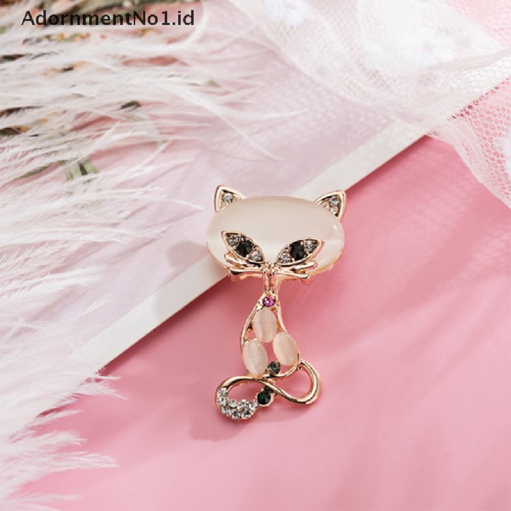 [AdornmentNo1] Vintage Kristal Desain Kucing Bros Fashion Hewan Lucu Berlian Imitasi Opal Bros Wanita Perhiasan Pakaian Pin Aksesoris Hadiah Pesta [ID]