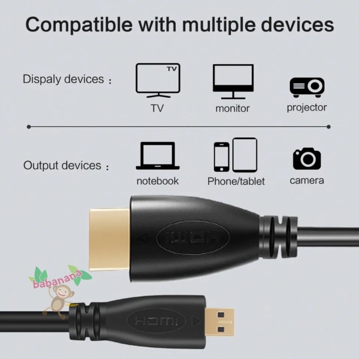 Kabel Micro HDMI to HDMI 1.5M Converter Display Cable Adapter Laptop