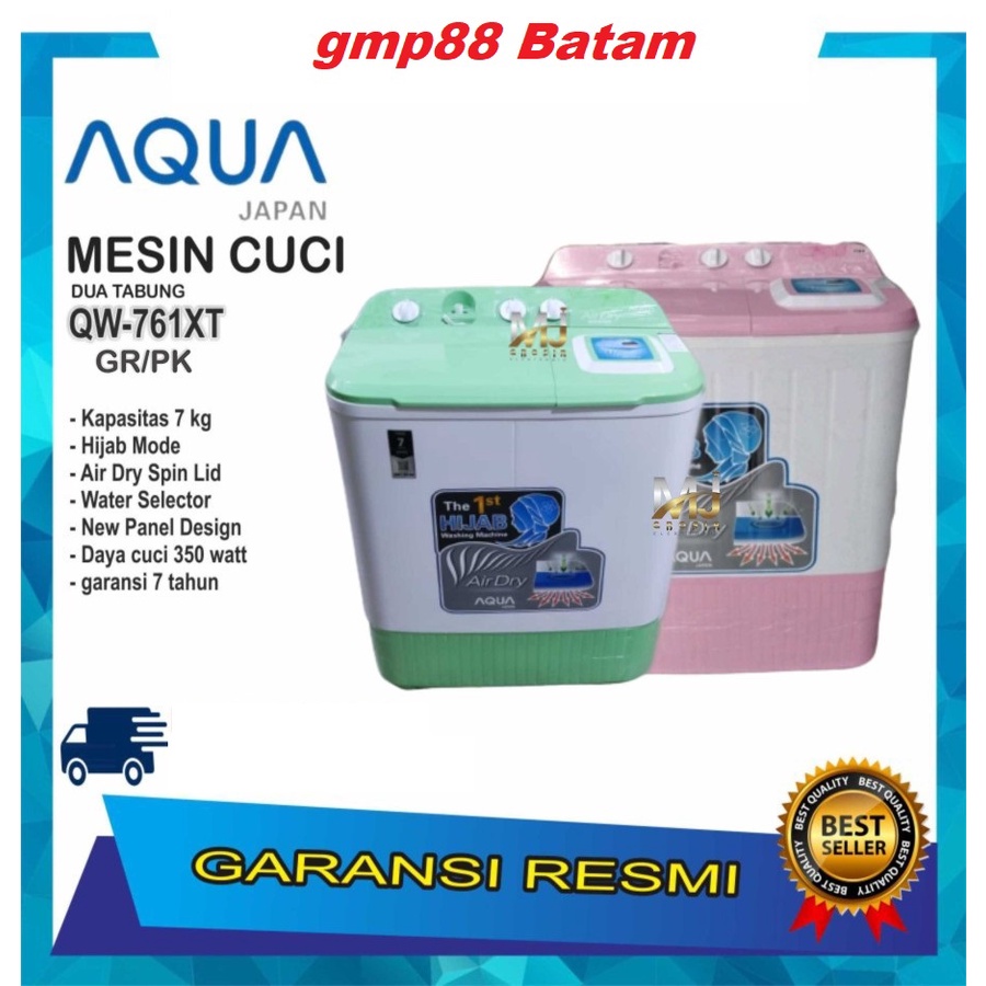 MESIN CUCI AQUA JAPAN QW 761 XT 7KG 2 TABUNG 761XT HIJAB SERIES