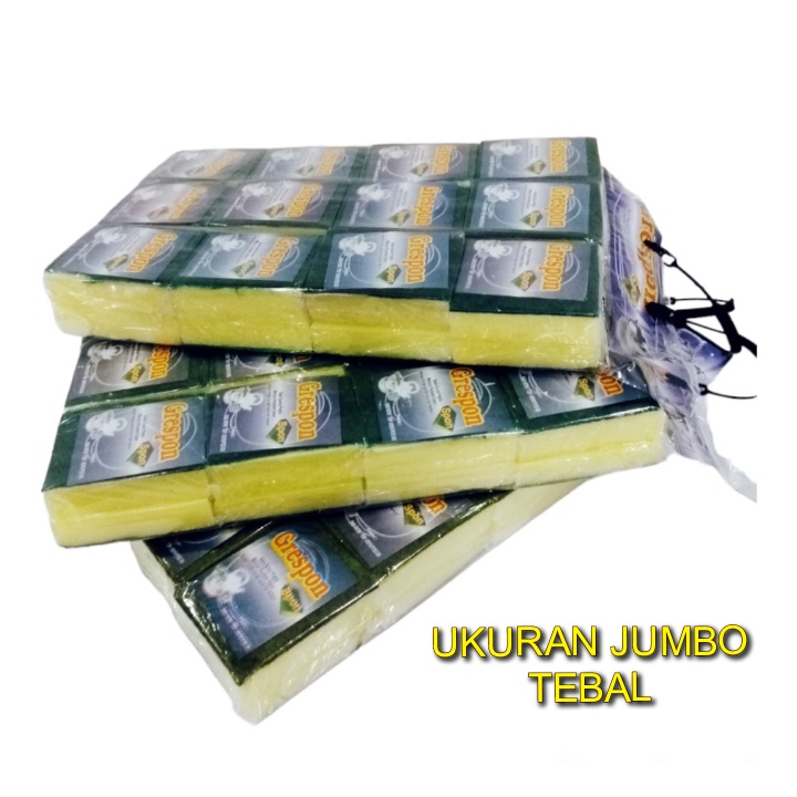 PROMO murah spon cuci piring jumbo tebal 24pcs